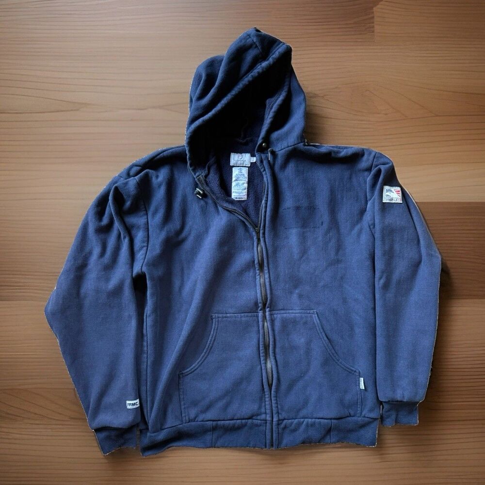 🔥Tyndale FR Hoodie Jacket XL Blue Full Zip Work Flame Resistant HRC CAL Lined